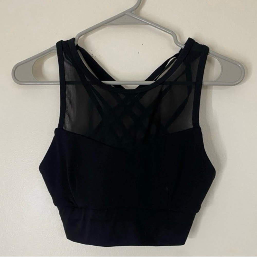 Tavi Noir Women's Black Mesh Sports Bra with Strappy back - Picture 4 of 9